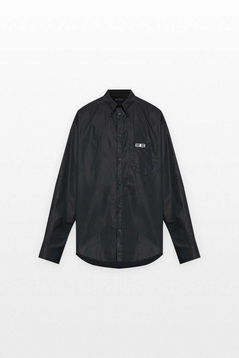 Ανδρικό-Μαύρο-Balenciaga-BB-Embroidered-Oversized-Shirt-BALENCIAGA