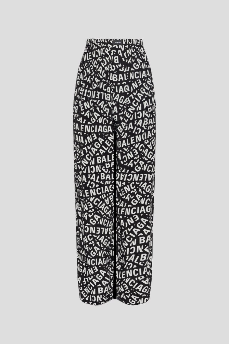 Ανδρικό-Μαύρο-Black-And-White-Printed-Trousers-BALENCIAGA