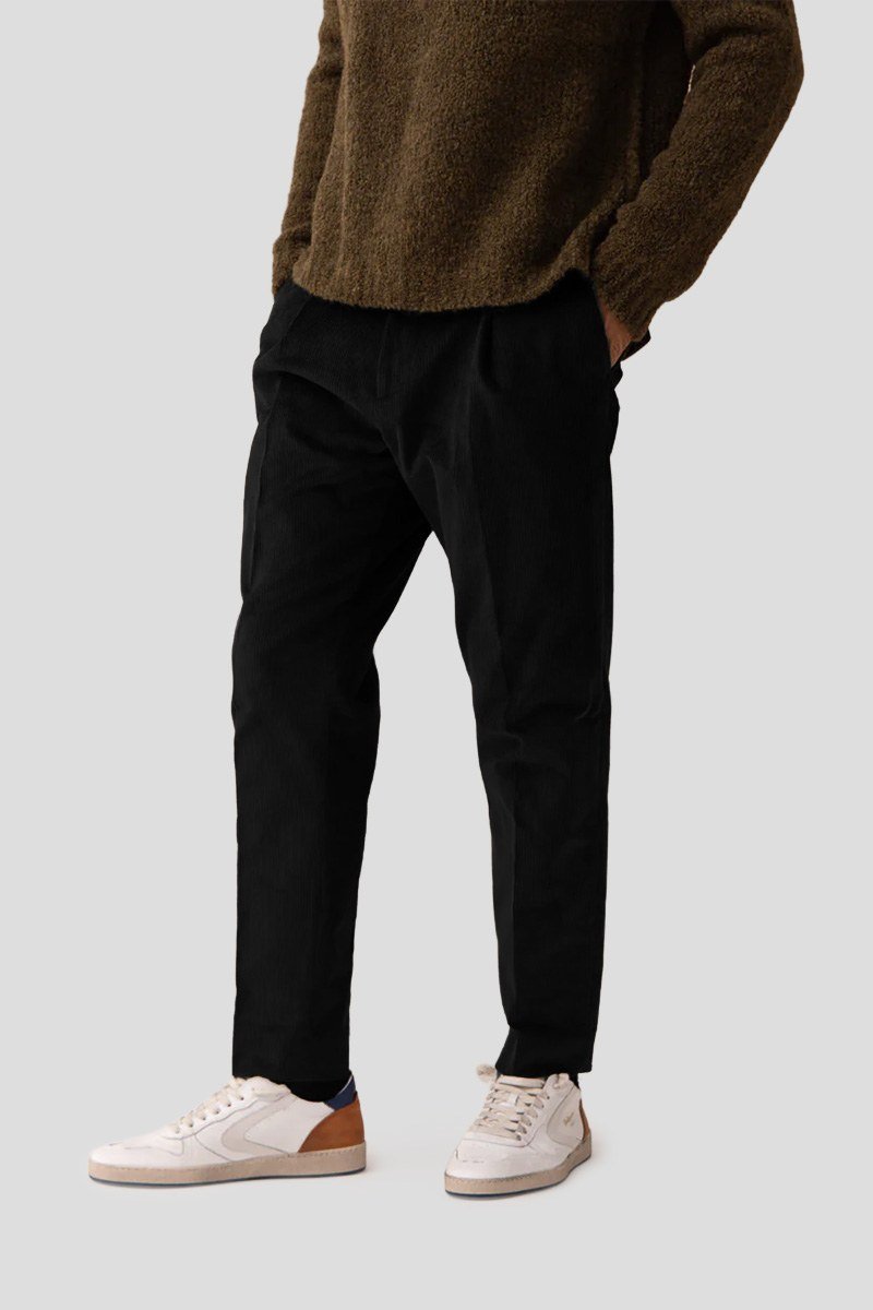 Ανδρικό-Μαύρο-Black-Corduroy-Trousers-BE-ABLE
