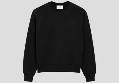 Ανδρικό-Μαύρο-Black-Cotton-Ami-De-Coeur-Sweatshirt-AMI-PARIS