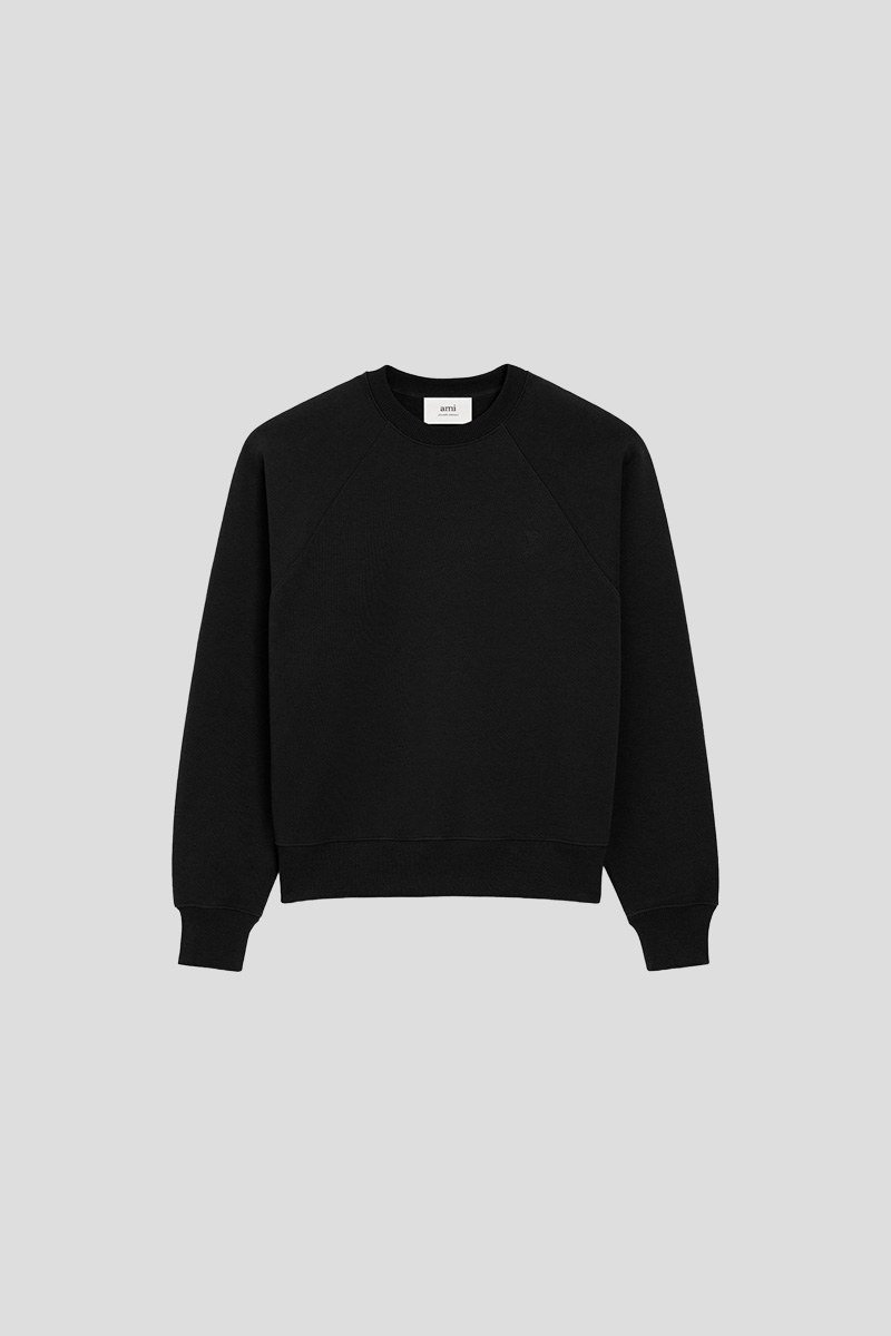 Ανδρικό-Μαύρο-Black-Cotton-Ami-De-Coeur-Sweatshirt-AMI-PARIS