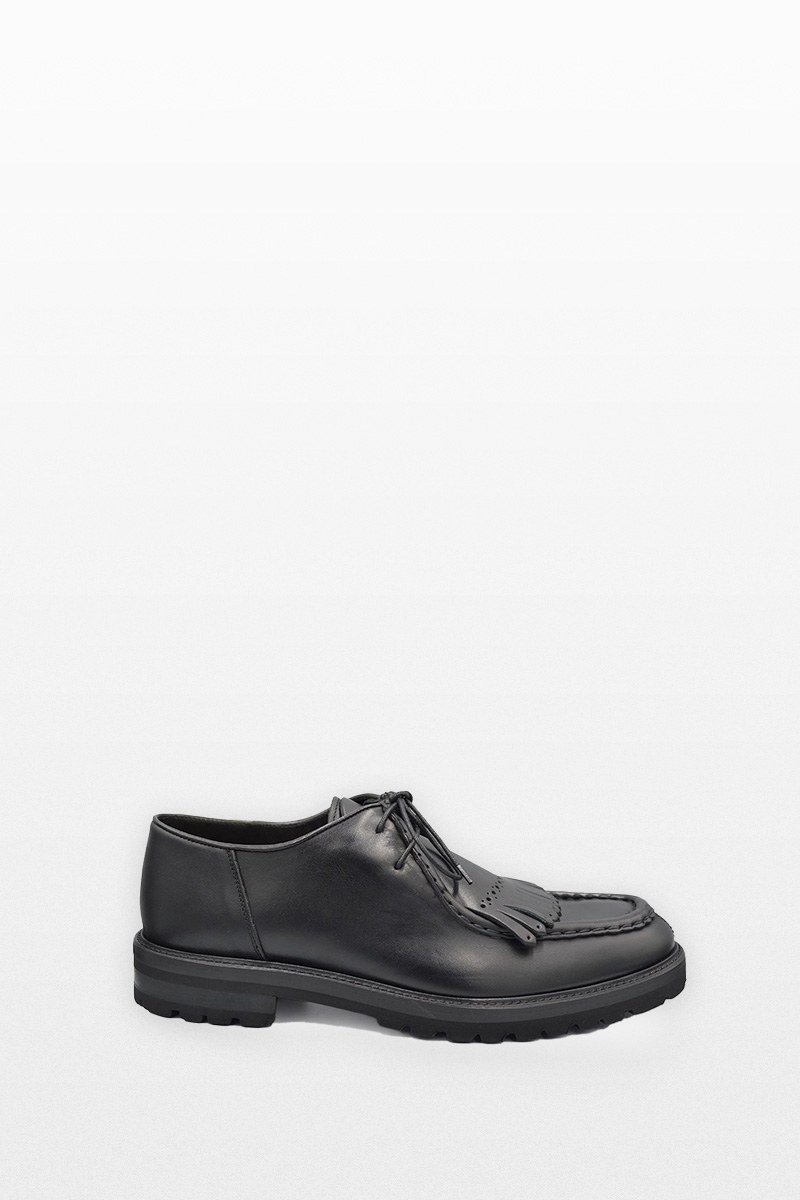 Ανδρικό Μαύρο Black Leather Shoes PHILIPPE LANG