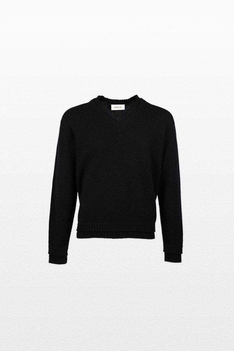 Ανδρικό-Μαύρο-Black-Sweater-With-V-ATOMO-FACTORY