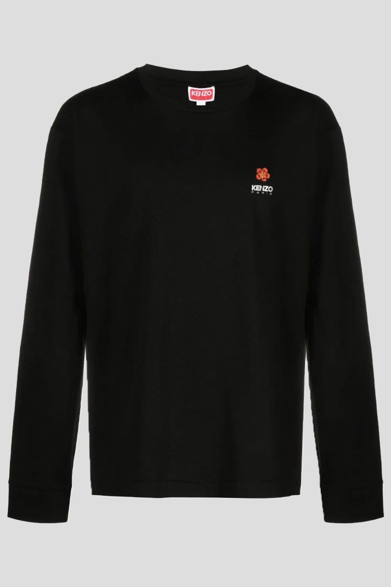 Ανδρικό-Μαύρο-Boke-Flower-Embroidered-Logo-Sleeved-Tee-KENZO