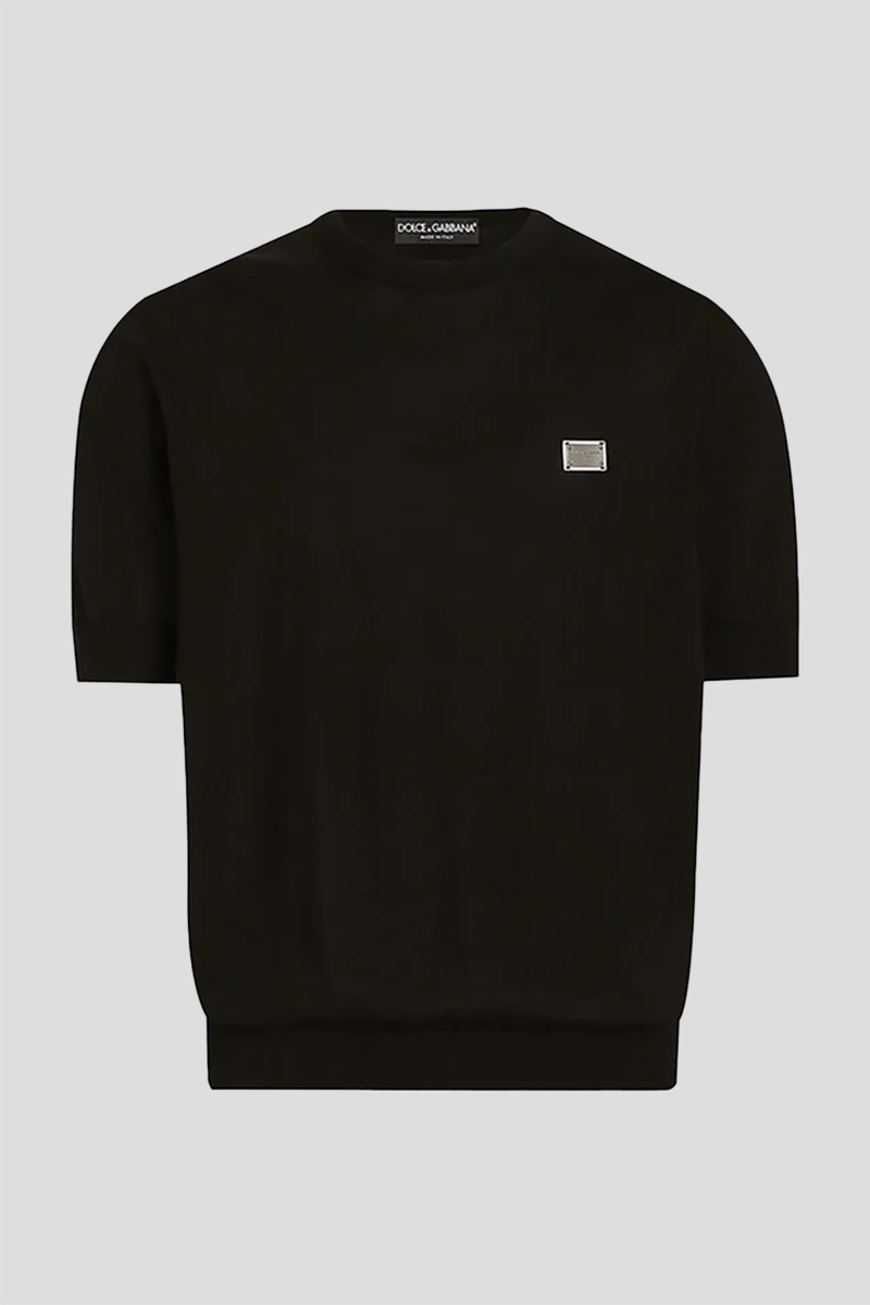 Ανδρικό-Μαύρο-Branded-Tag-Crewneck-Knitwear-DOLCEGABBANA