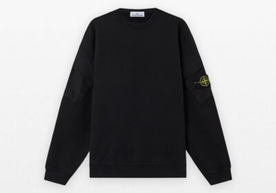 Ανδρικό-Μαύρο-Brushed-Organic-Cotton-Fleece-Sweatshirt-STONE-ISLAND