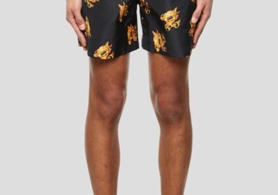 Ανδρικό-Μαύρο-Burning-Monogram-Print-Swimshort-PALM-ANGELS
