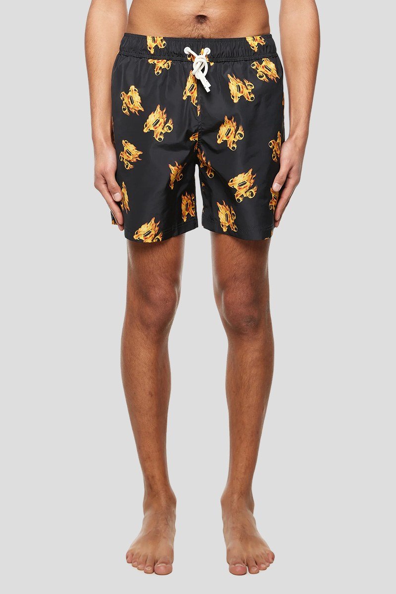 Ανδρικό-Μαύρο-Burning-Monogram-Print-Swimshort-PALM-ANGELS