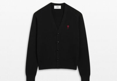 Ανδρικό-Μαύρο-Cardigan-with-Contrasted-Ami-De-Coeur-AMI-PARIS