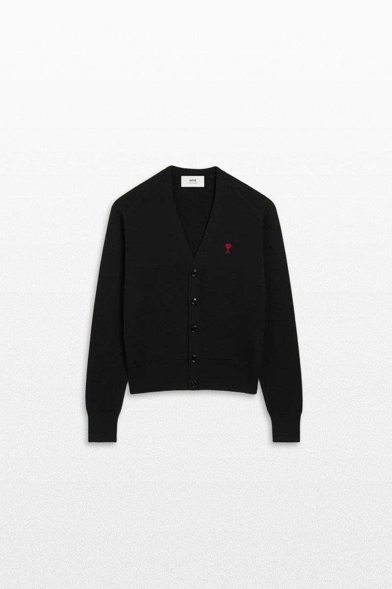Ανδρικό-Μαύρο-Cardigan-with-Contrasted-Ami-De-Coeur-AMI-PARIS