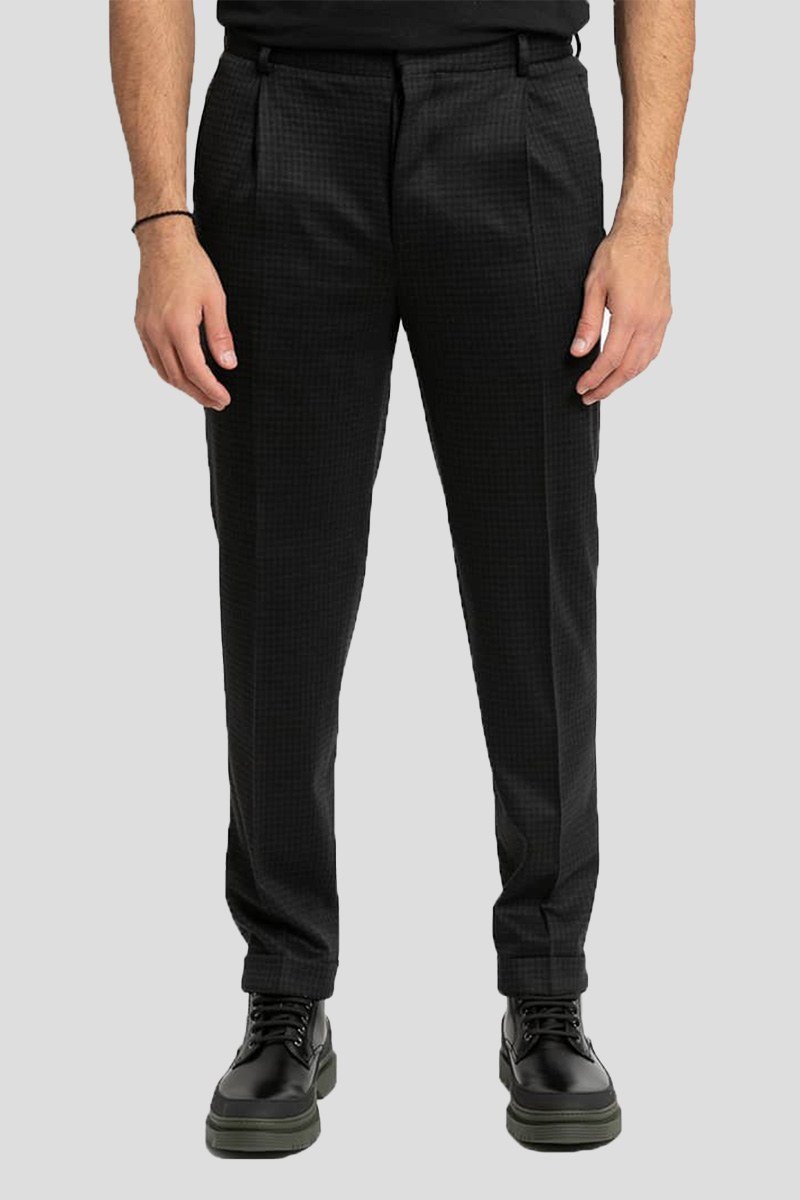 Ανδρικό-Μαύρο-Check-Tailored-Trousers-CORNELIANI