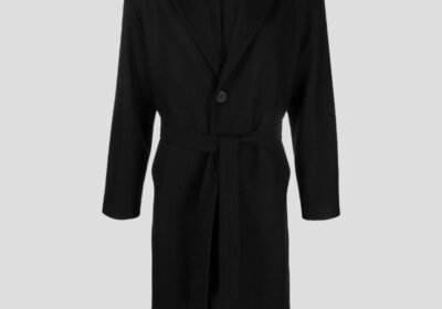 Ανδρικό-Μαύρο-Cisternino-Belted-Single-Breasted-Coat-HEVO