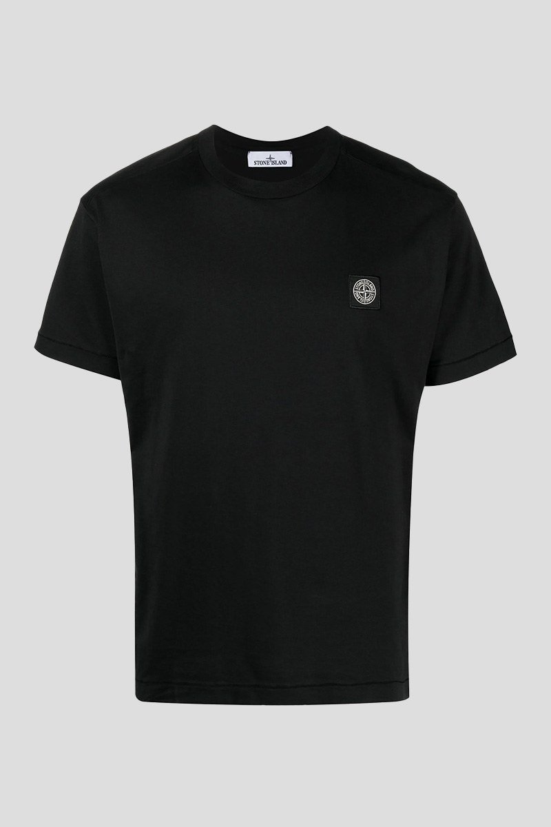 Ανδρικό-Μαύρο-Compass-applique-Cotton-T-shirt-STONE-ISLAND