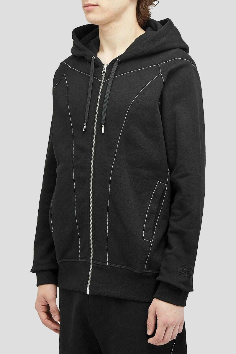 Ανδρικό Μαύρο Contrast Stitch Zip ALEXANDER MCQUEEN