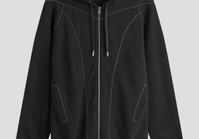 Ανδρικό-Μαύρο-Contrast-Stitch-Zip-Hoodie-ALEXANDER-MCQUEEN