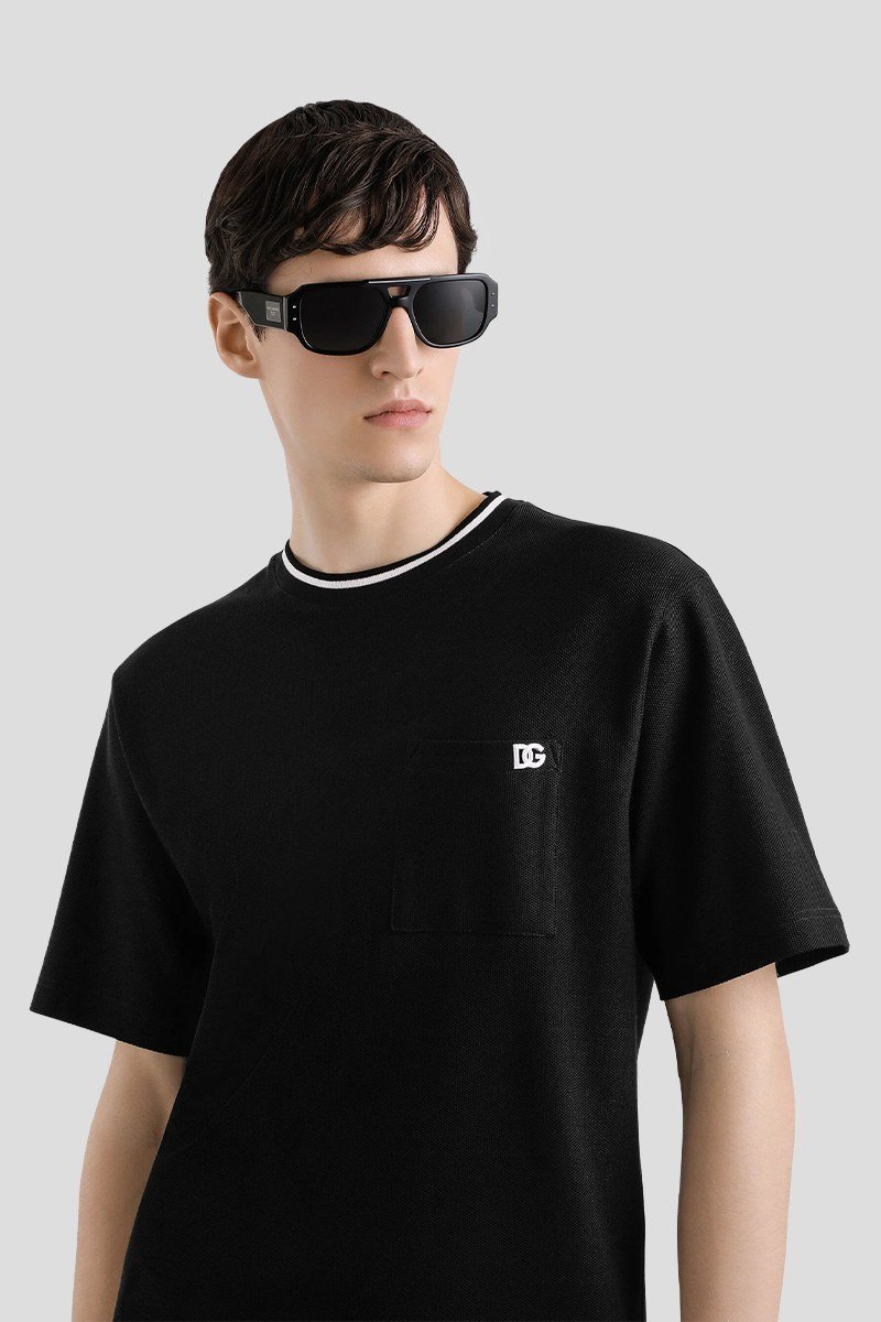Ανδρικό Μαύρο Cotton Piqué T DOLCE&GABBANA