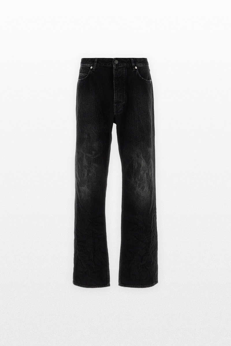 Ανδρικό-Μαύρο-Distressed-Wide-Leg-Denim-Jeans-BALENCIAGA