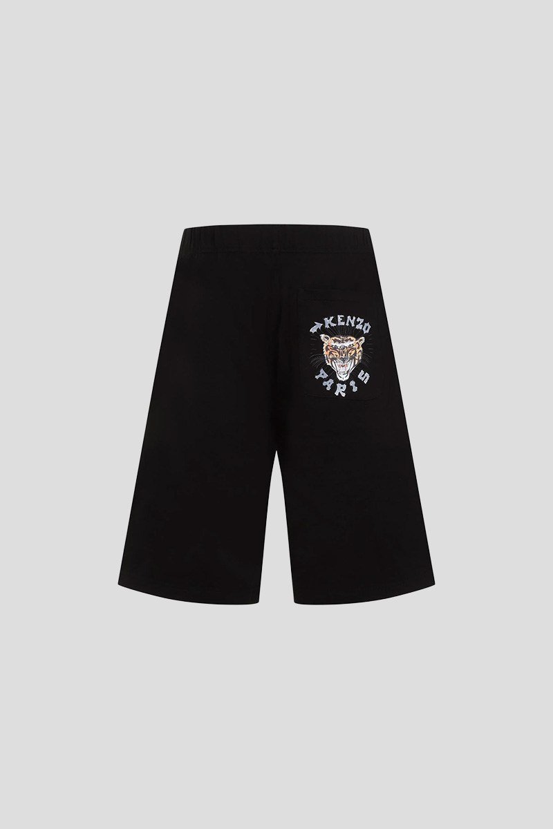 Ανδρικό-Μαύρο-Drawn-Varsity-Logo-Printed-Track-Shorts-KENZO