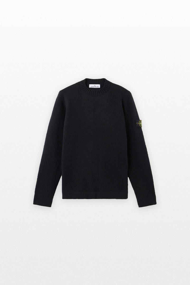 Ανδρικό-Μαύρο-Fancy-Yarn-Crewneck-Jumper-STONE-ISLAND