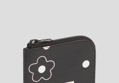 Ανδρικό-Μαύρο-Floral-Print-Leather-Rounded-Wallet-KENZO