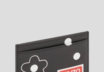 Ανδρικό-Μαύρο-Floral-Print-Leather-Wallet-KENZO
