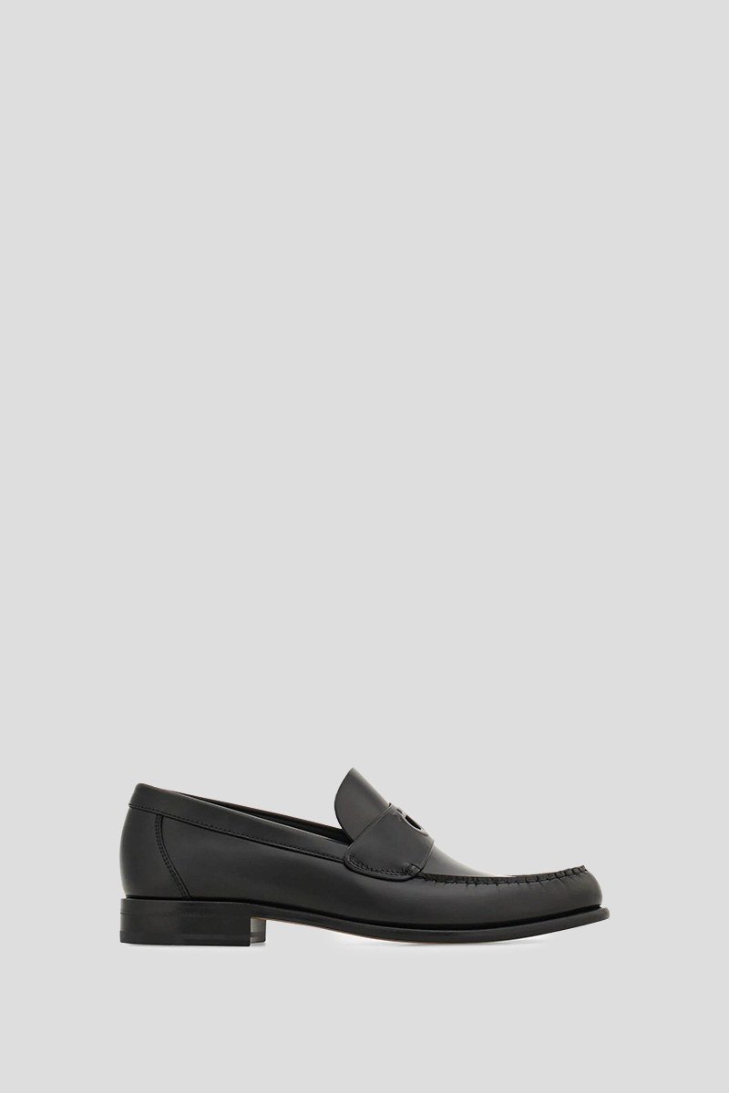 Ανδρικό-Μαύρο-Gancini-Embossed-Slip-On-Loafers-SALVATORE-FERRAGAMO