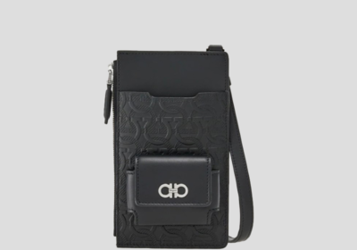 Ανδρικό-Μαύρο-Gancini-Phone-Case-Bag-SALVATORE-FERRAGAMO