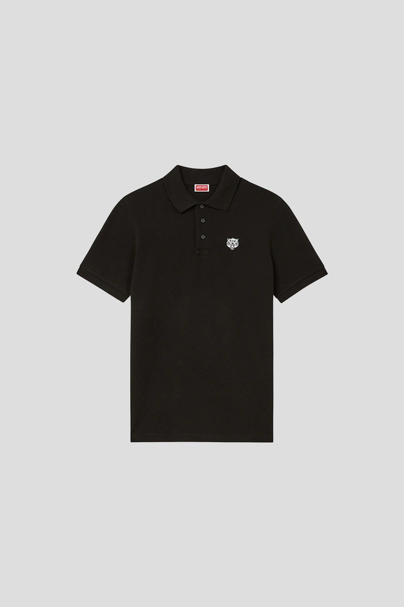 Ανδρικό-Μαύρο-Happy-Tiger-Embroidered-Slim-Polo-In-Cotton-KENZO