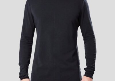 Ανδρικό-Μαύρο-High-Collar-Long-Sleeves-Tee-THOM-KROM