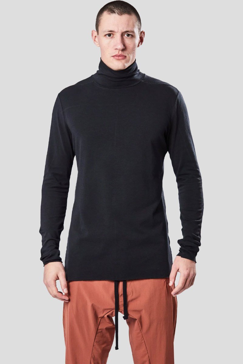 Ανδρικό-Μαύρο-High-Collar-Long-Sleeves-Tee-THOM-KROM