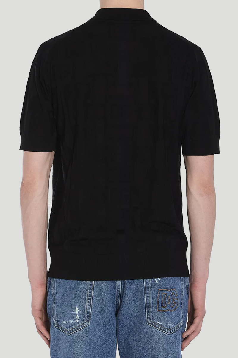 Ανδρικό Μαύρο Jacquard Logo Polo DOLCE&GABBANA