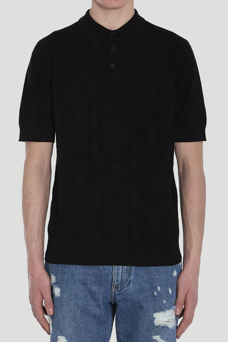 Ανδρικό-Μαύρο-Jacquard-Logo-Polo-Shirt-DOLCEGABBANA
