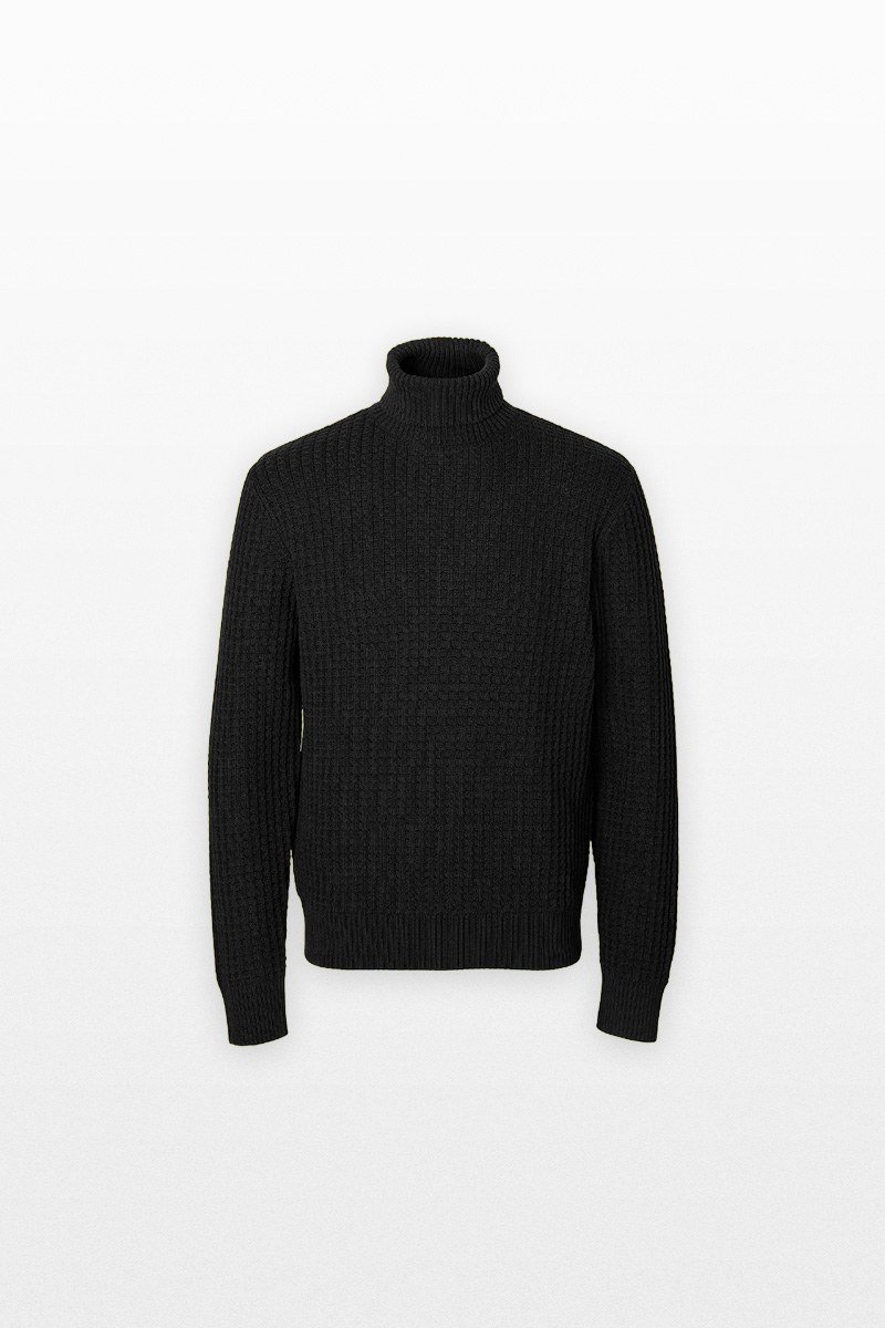 Ανδρικό-Μαύρο-Knit-Structure-Roll-Neck-Blouse-SELECTED-HOMME