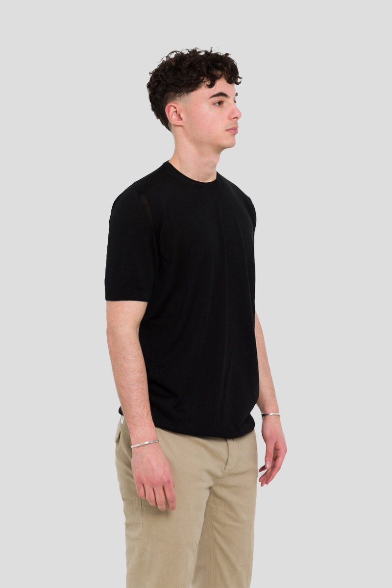 Ανδρικό Μαύρο Knitted T Shirt +39MASQ