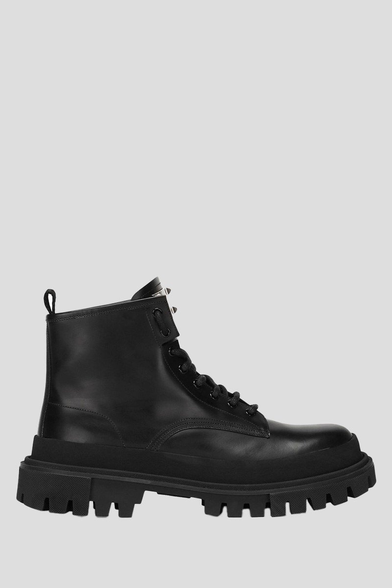 Ανδρικό-Μαύρο-Lace-Up-Leather-Black-Ankle-Boots-DOLCEGABBANA