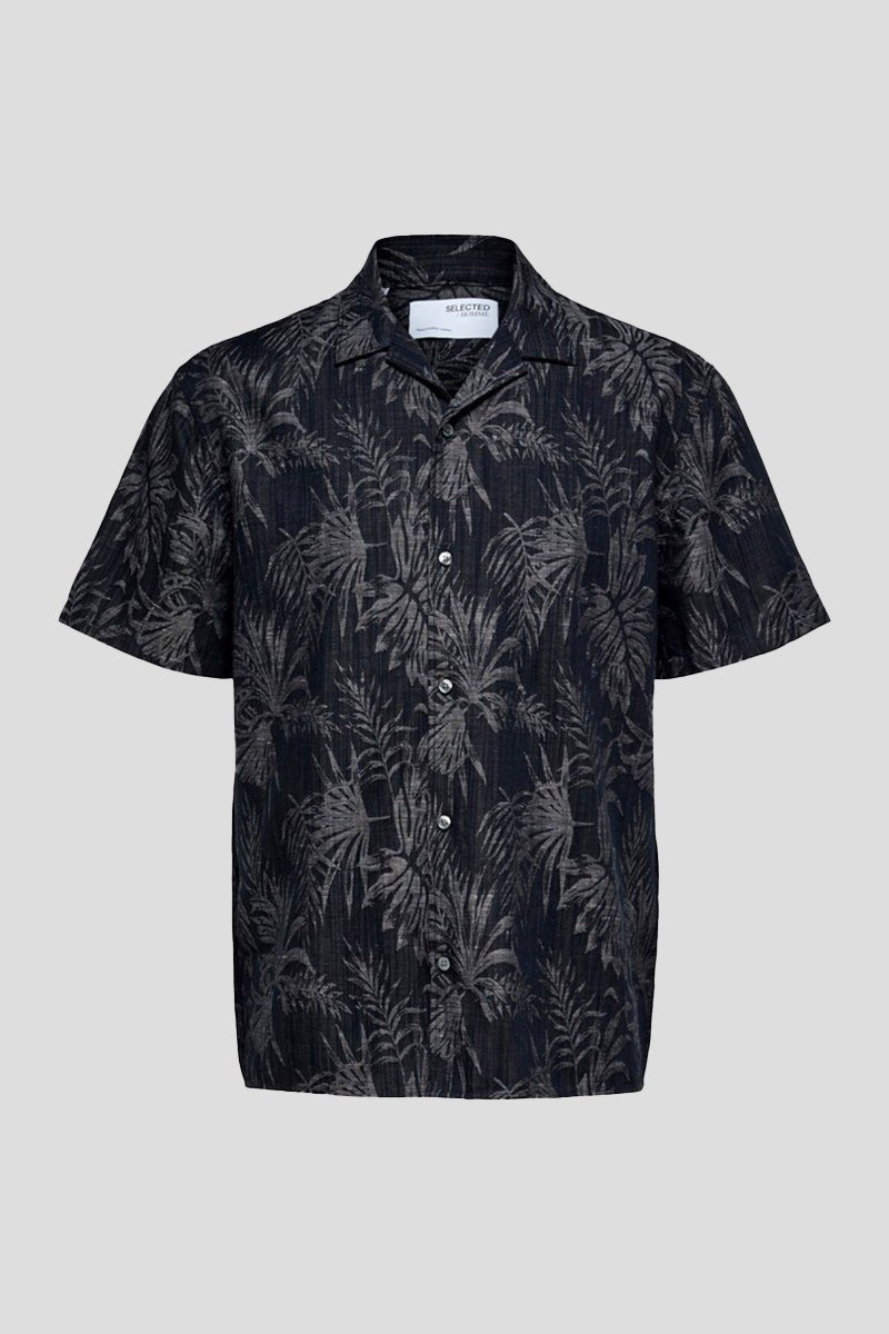 Ανδρικό-Μαύρο-Leaf-Shirt-SELECTED-HOMME