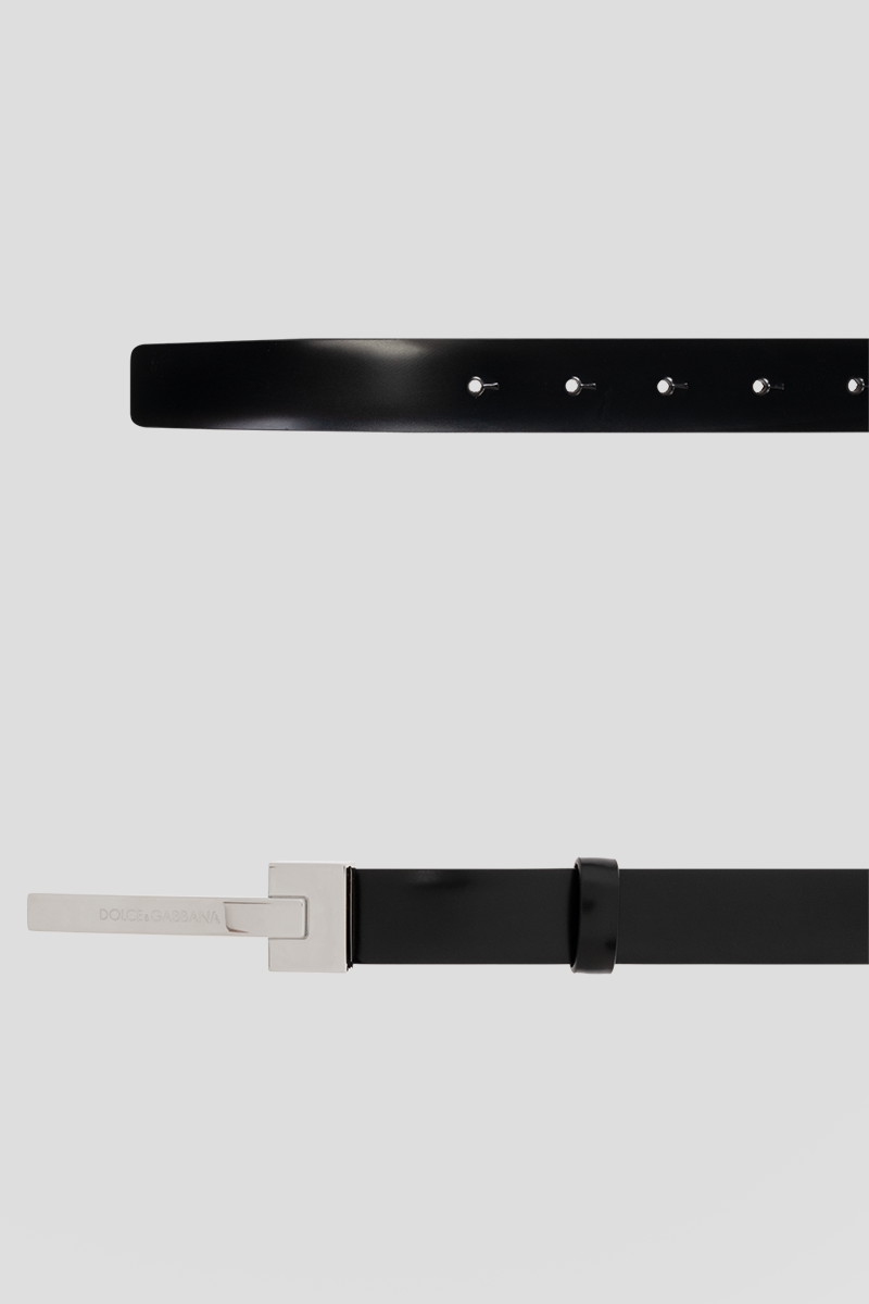 Ανδρικό Μαύρο Leather Belt In DOLCE&GABBANA