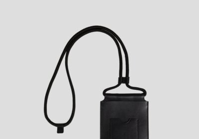 Ανδρικό-Μαύρο-Letter-Logo-Cow-Leather-Cell-Phone-Pouch-KENZO