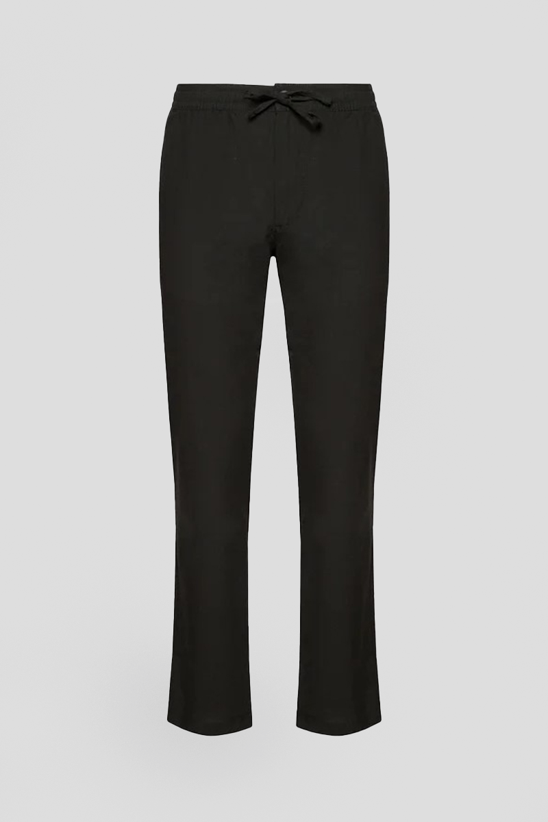 Ανδρικό-Μαύρο-Linen-Black-Straight-Fit-Trousers-SELECTED-HOMME