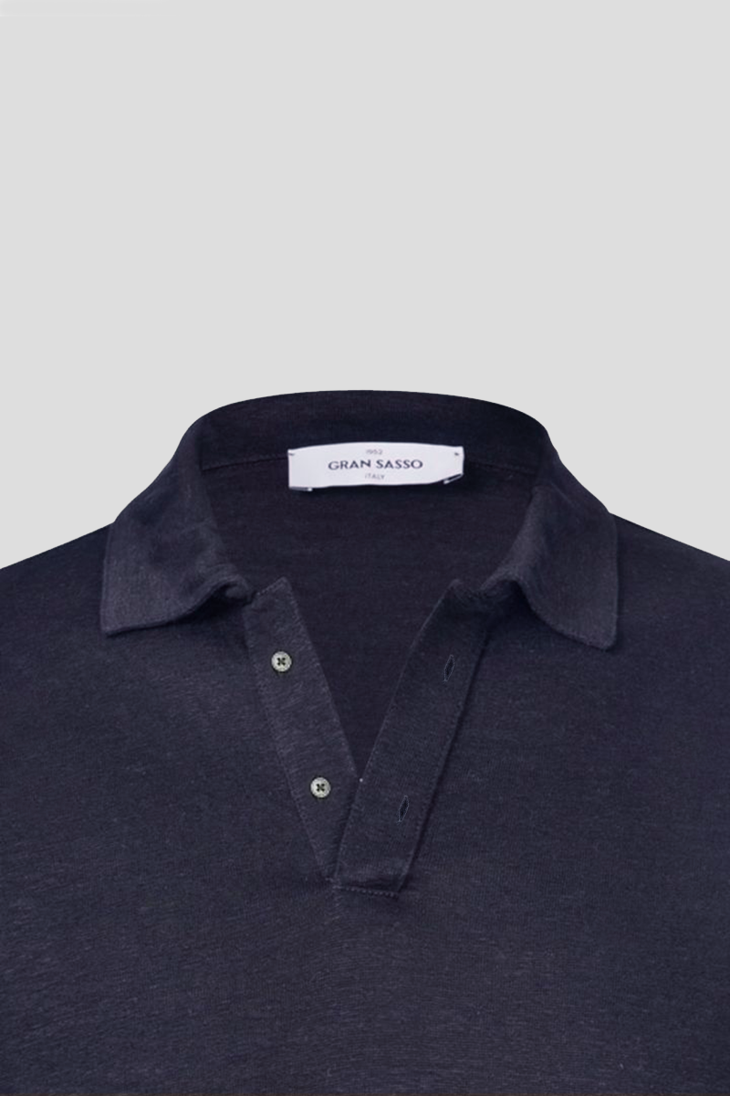 Ανδρικό Μαύρο Linen Polo T GRAN SASSO