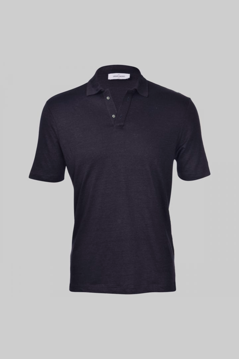 Ανδρικό Μαύρο Linen Polo T GRAN SASSO