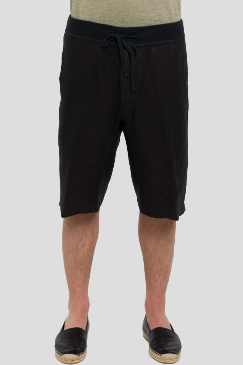 Ανδρικό Μαύρο Linen Shorts In 120% LINO