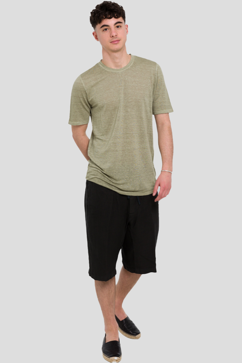 Ανδρικό Μαύρο Linen Shorts In 120% LINO