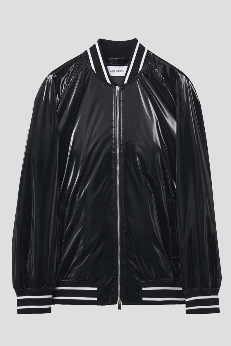 Ανδρικό-Μαύρο-Liquid-Vinyl-Bomber-Jacket-Black-ALEXANDER-MCQUEEN