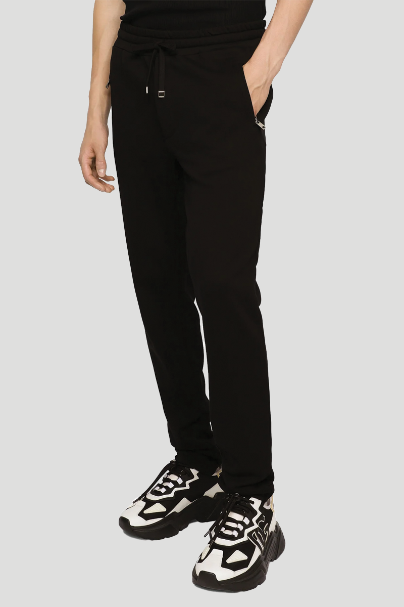 Ανδρικό-Μαύρο-Logo-Branded-Tag-Track-Pants-DOLCEGABBANA