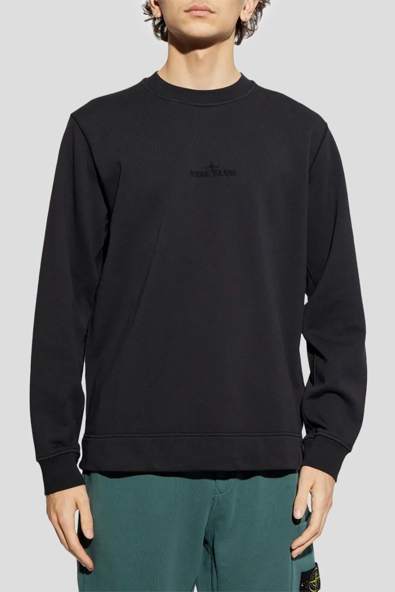 Ανδρικό Μαύρο Logo Embroidered Sweatshirt STONE ISLAND