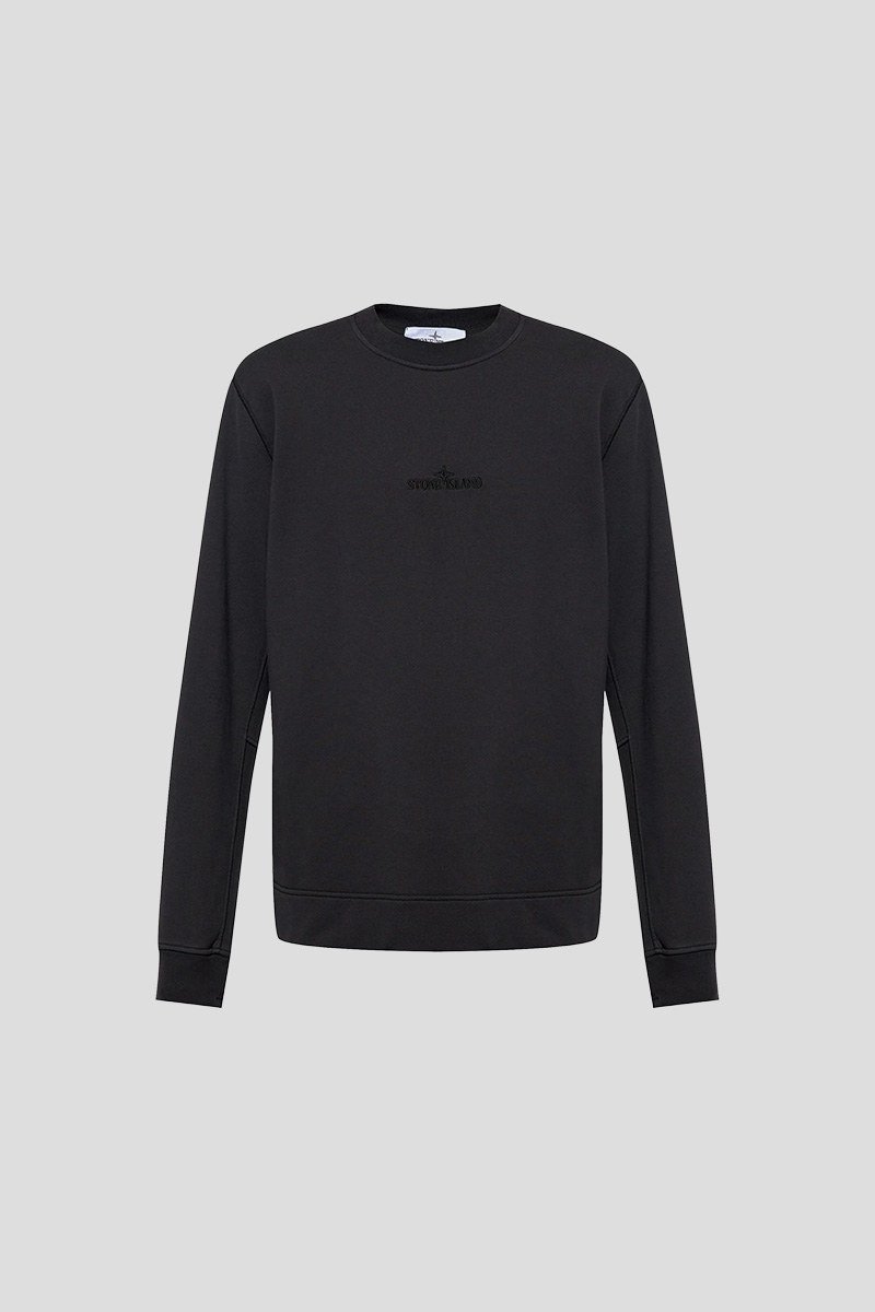 Ανδρικό-Μαύρο-Logo-Embroidered-Sweatshirt-STONE-ISLAND
