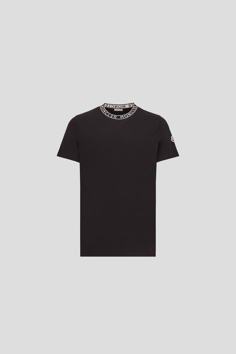 Ανδρικό-Μαύρο-Logo-trimmed-t-shirt-MONCLER