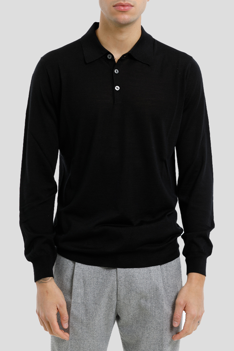 Ανδρικό Μαύρο Long Sleeved Polo +39MASQ