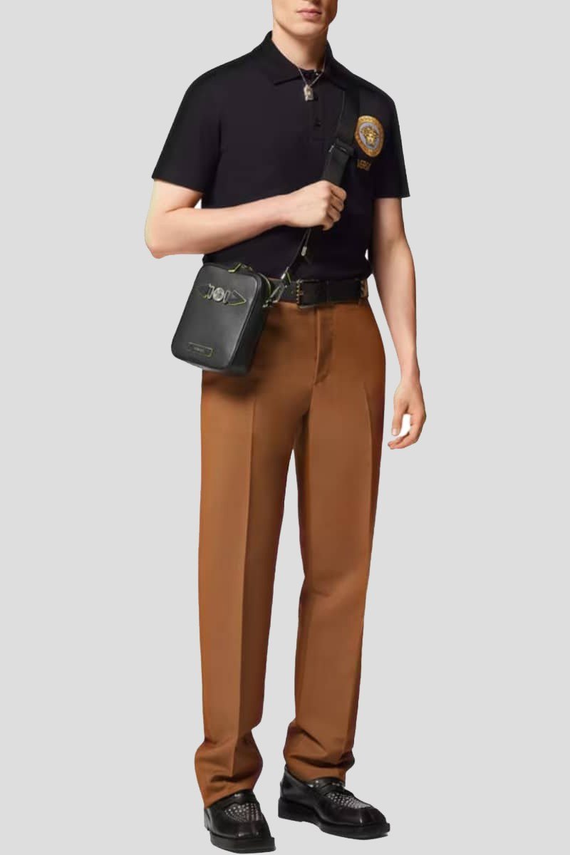 Ανδρικό Μαύρο Medusa Embroidered Polo VERSACE